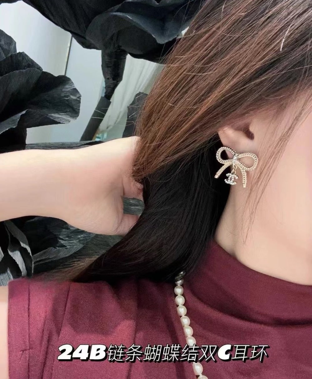 Chanel Bow Double C Earrings