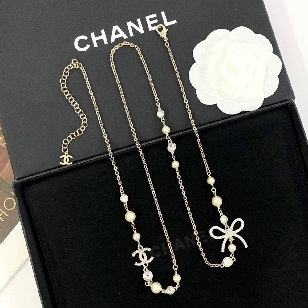 Chanel Pearl Bow Necklace
