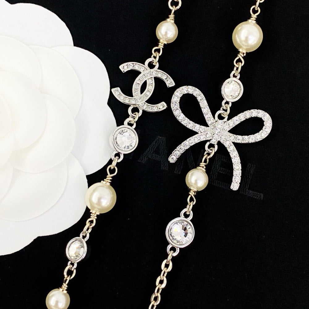 Chanel Pearl Bow Necklace