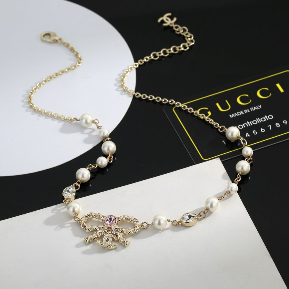 Chanel Pearl Brass Necklace