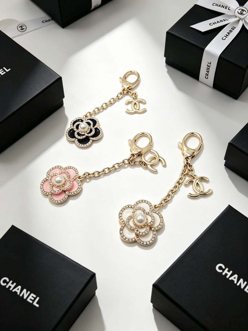 Chanel Pearl Crystal Keychain