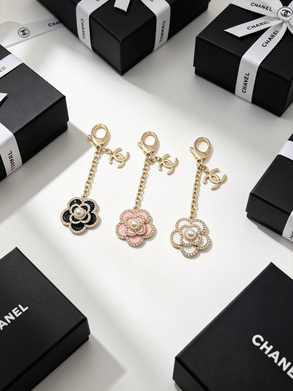 Chanel Pearl Crystal Keychain