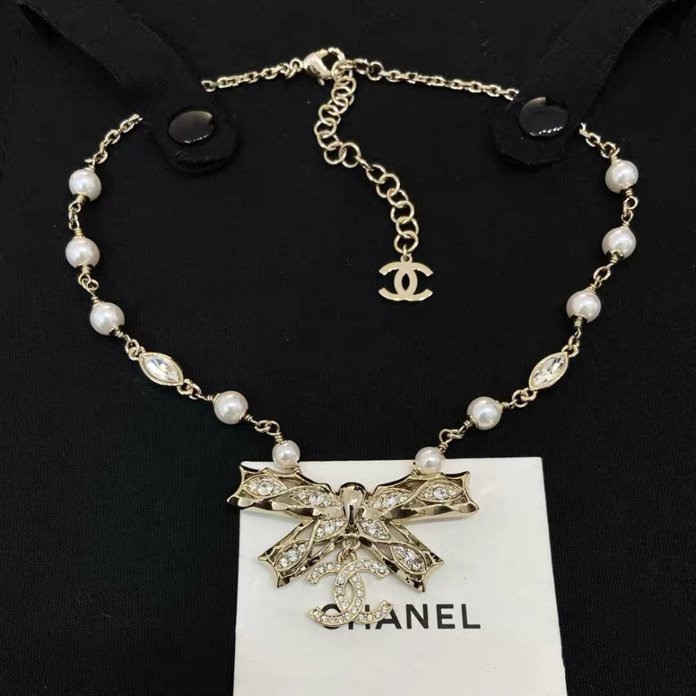 Chanel Pearl Brass Necklace