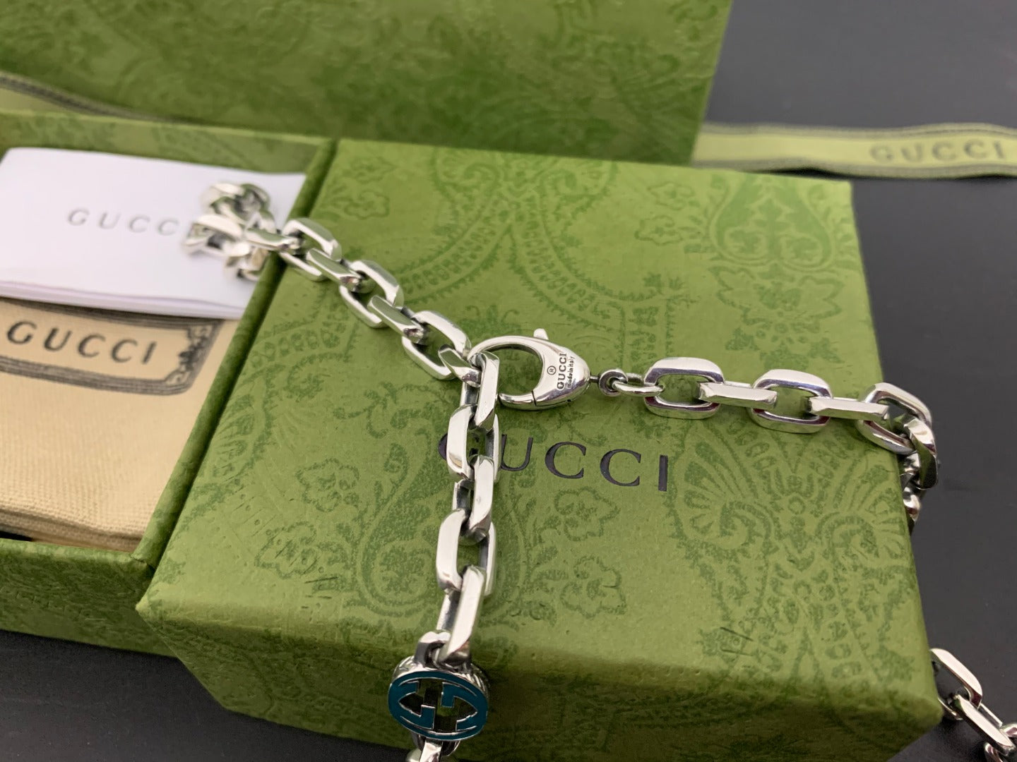 Gucci Enamel Double G Necklace