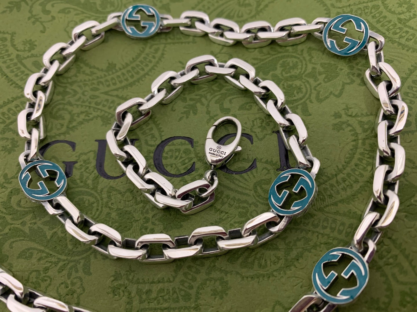 Gucci Enamel Double G Necklace
