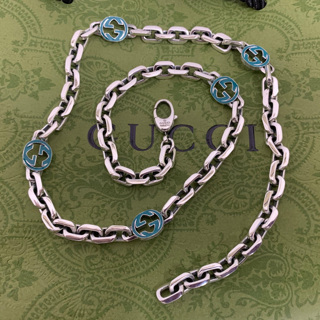Gucci Enamel Double G Necklace