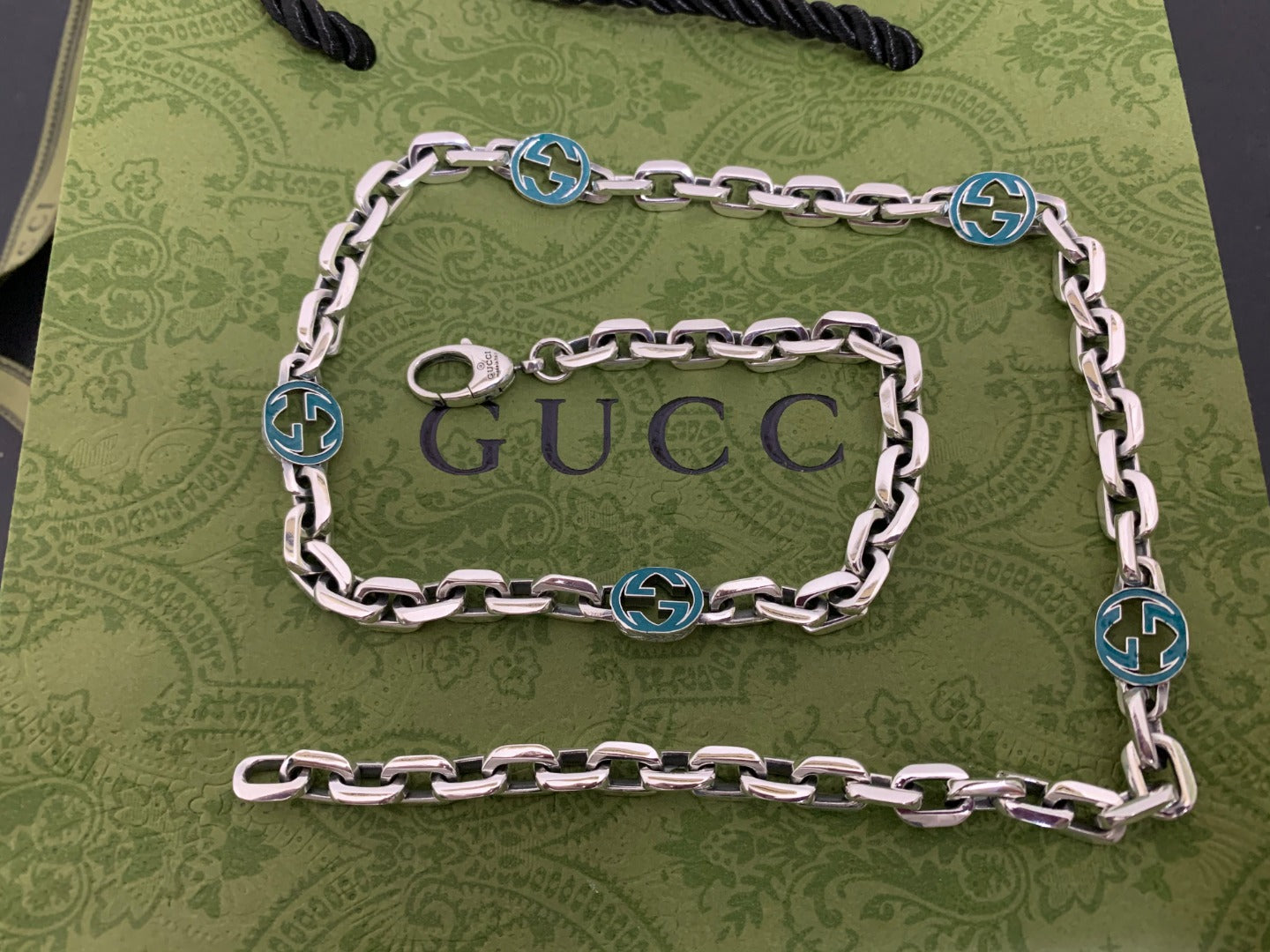 Gucci Enamel Double G Necklace