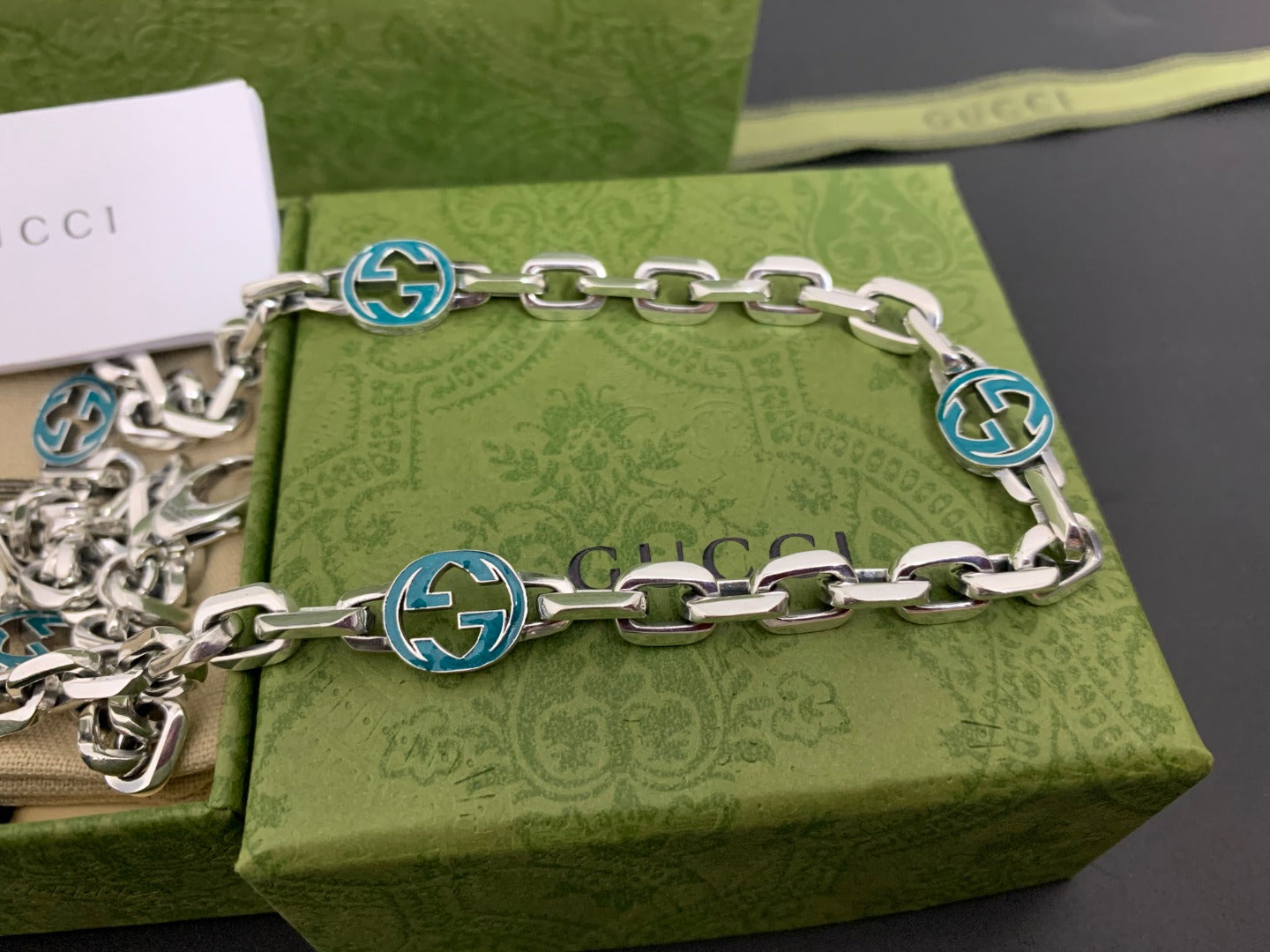 Gucci Enamel Double G Necklace