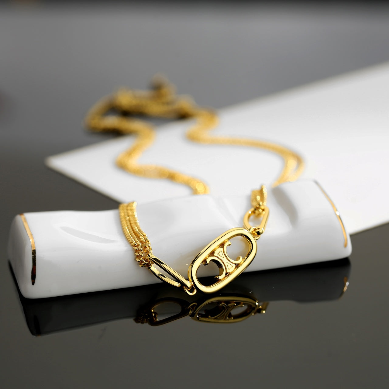 CELINE Brass Triomphe Necklace