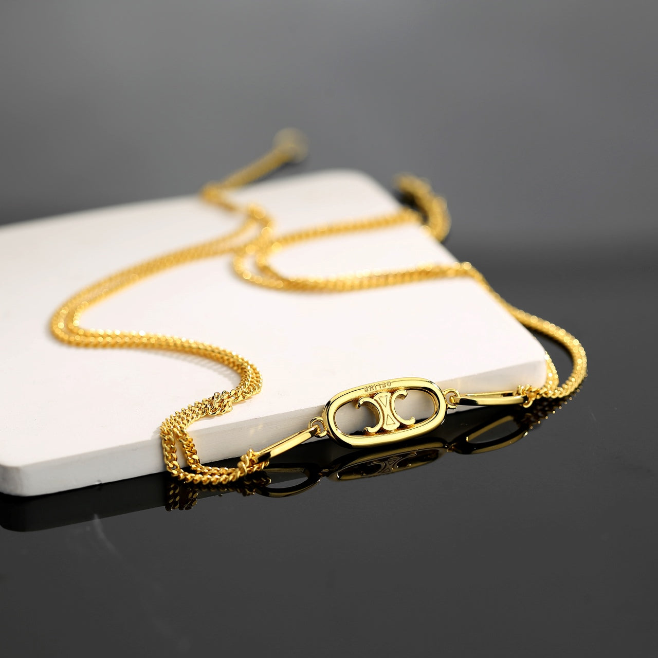 CELINE Brass Triomphe Necklace