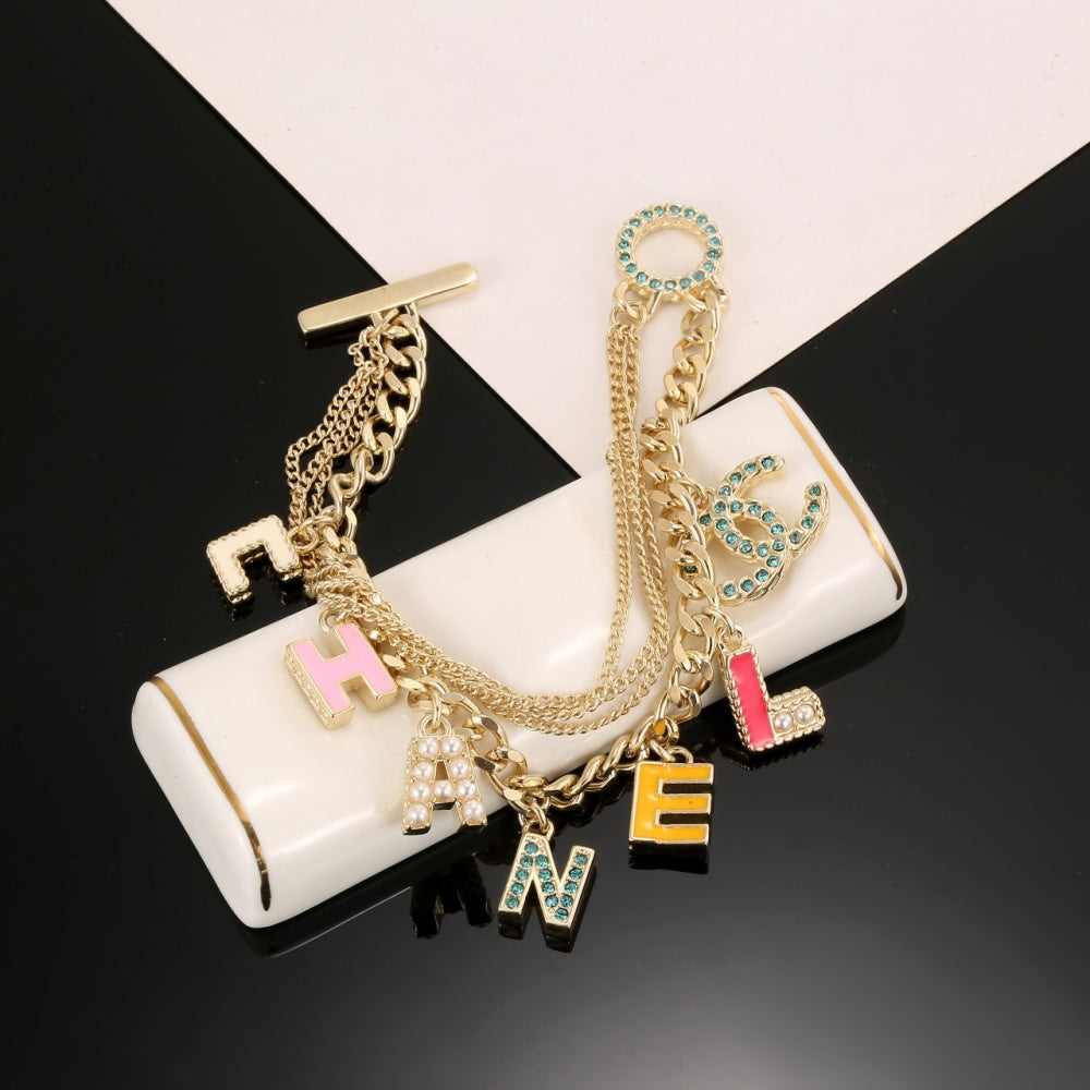 Chanel Enamel Gold-Plated Bracelet