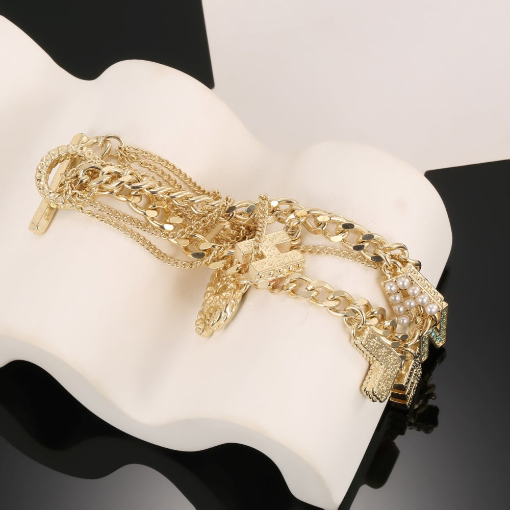 Chanel Enamel Gold-Plated Bracelet