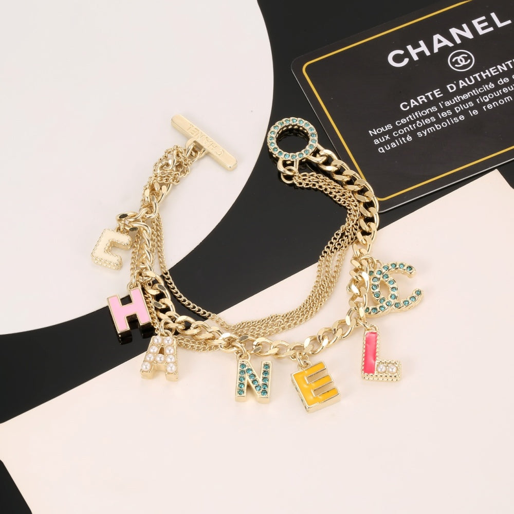 Chanel Enamel Gold-Plated Bracelet