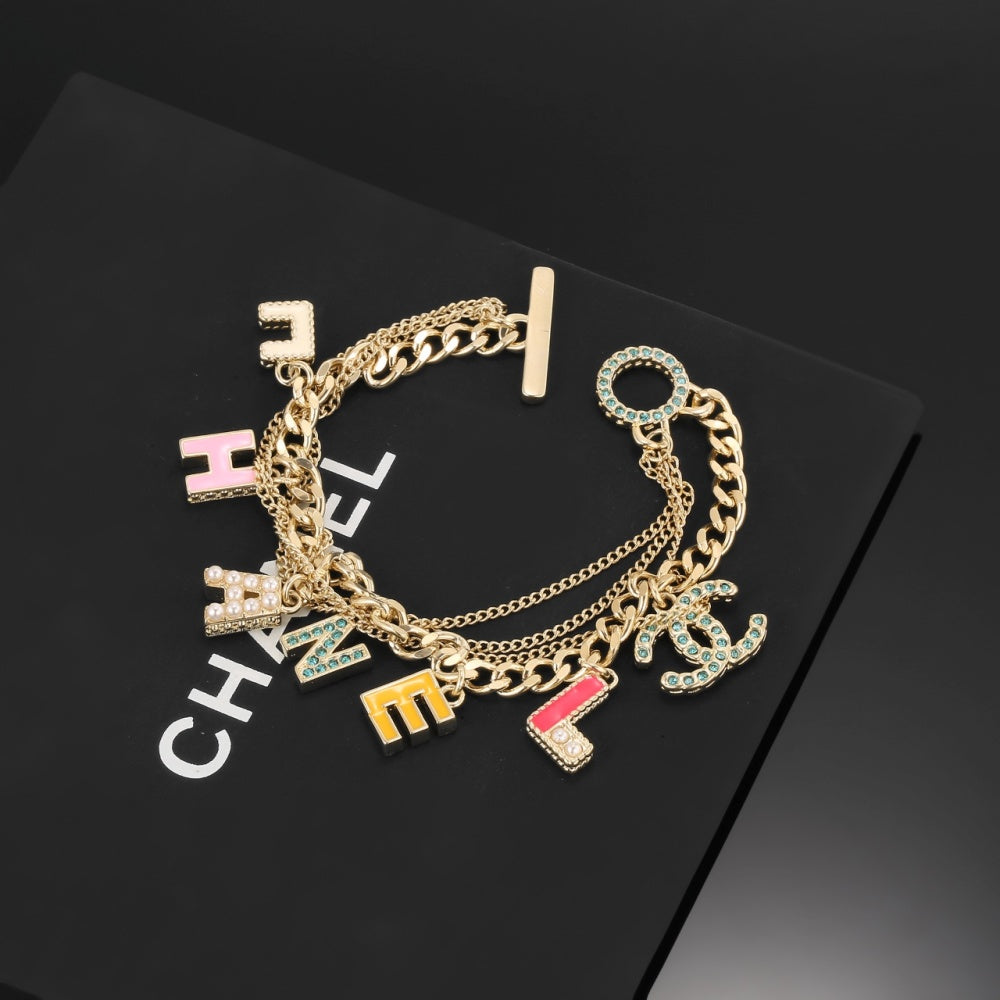 Chanel Enamel Gold-Plated Bracelet