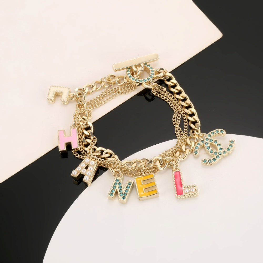 Chanel Enamel Gold-Plated Bracelet