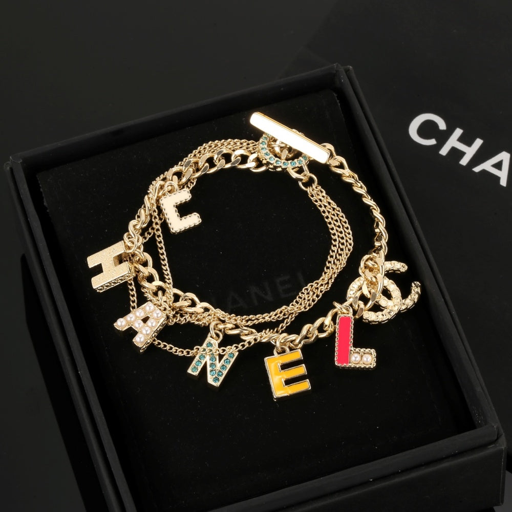 Chanel Enamel Gold-Plated Bracelet